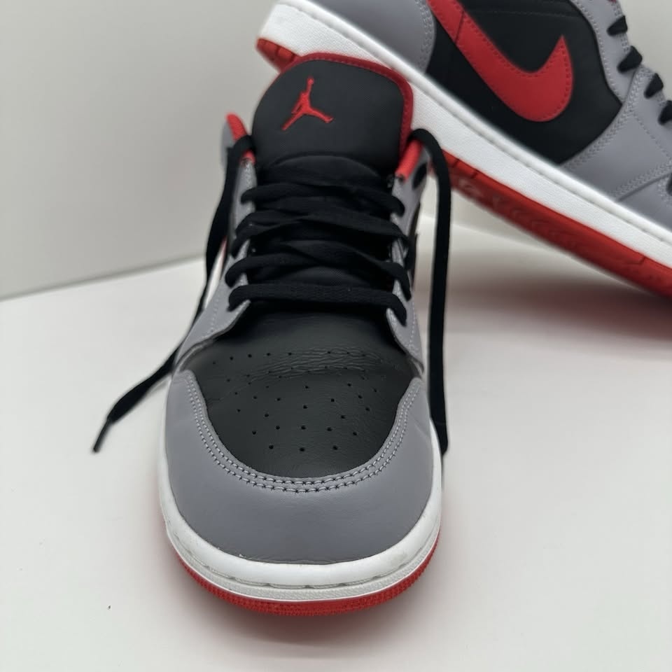 2023 Nike Air Jordan 1 Low "Black/Cement Gray/Fire Red" Size 12 - photo 3