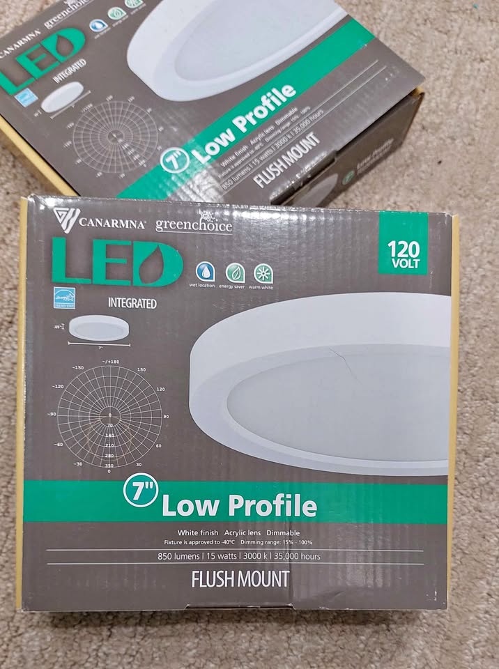 2x Flush Mount Lights 7" (+Free Used Lights!)