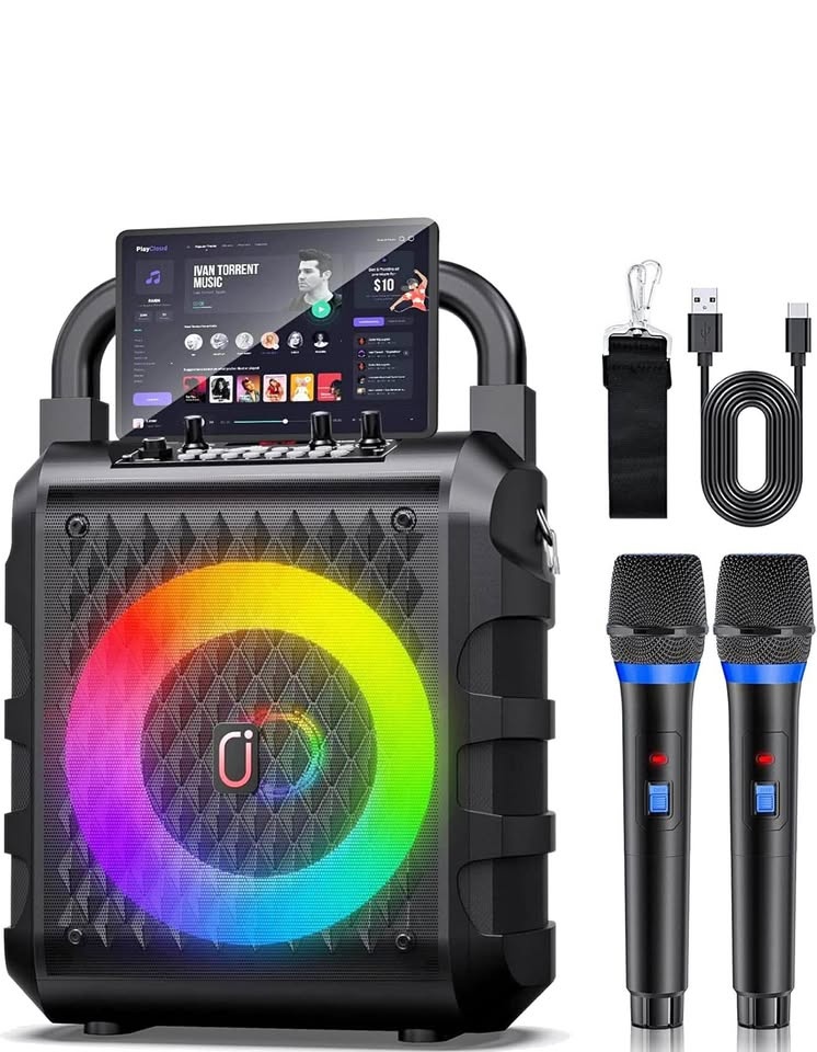 Karaoke Machine w/ 2 Mics, 2025 Upgraded 20W Subwoofer