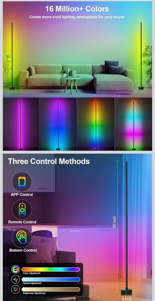 2 Pack RGB Corner Floor Lamps - photo 2