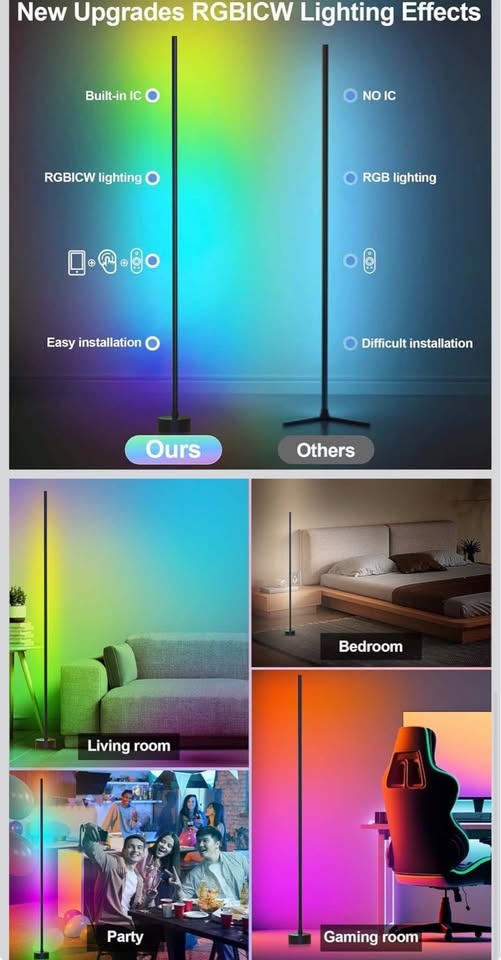 2 Pack RGB Corner Floor Lamps - photo 4
