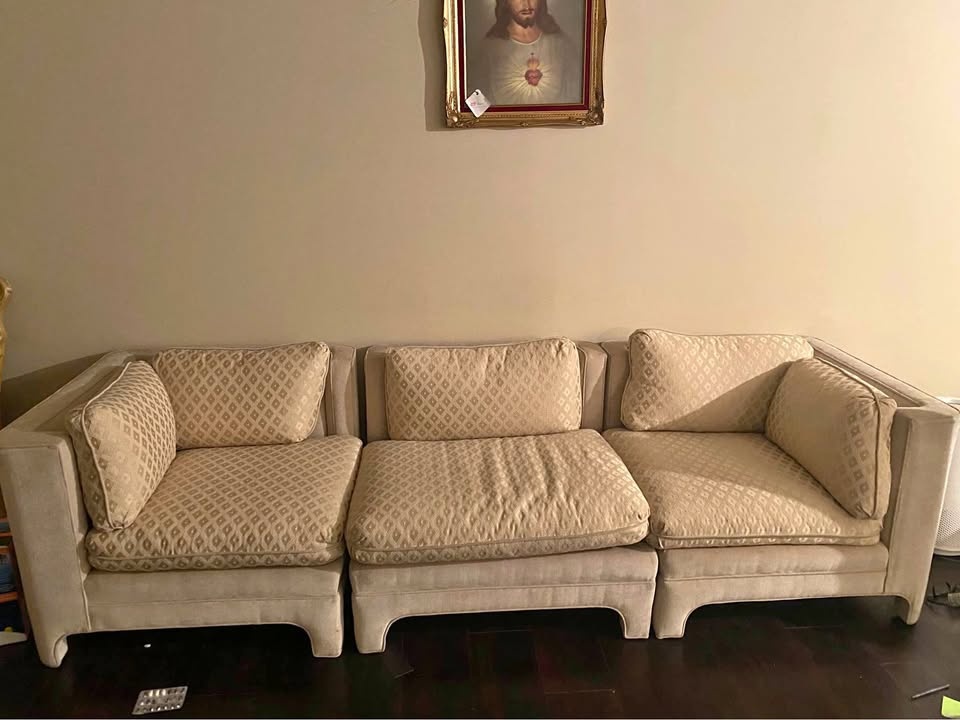 Gold Upholstered Fabric Couch