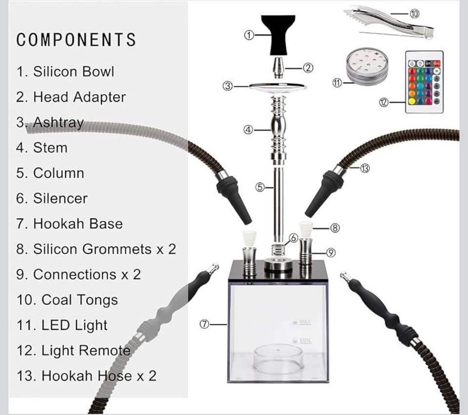 2 Hose Hookah Set with Travel Case - photo 3