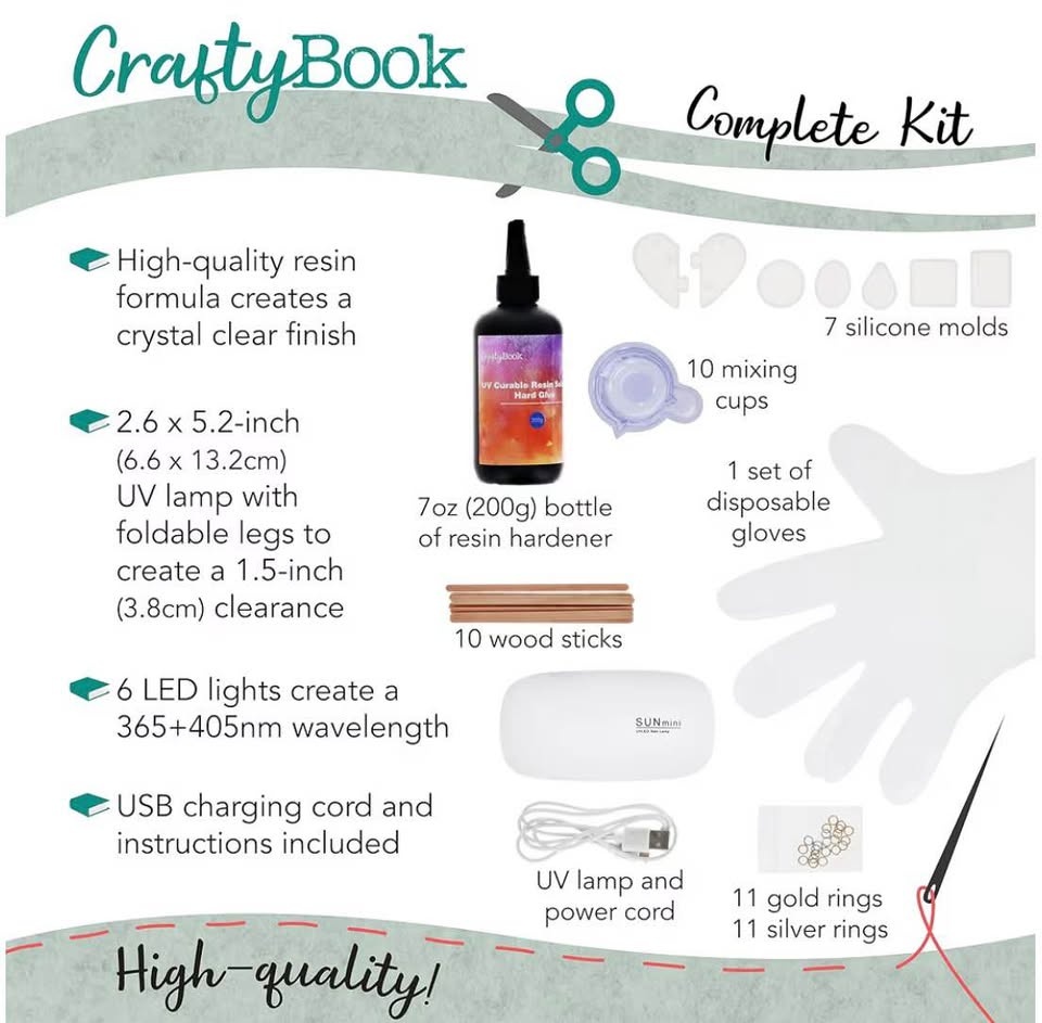 CraftyBook UV Epoxy Resin Kit with Light and Molds - photo 4