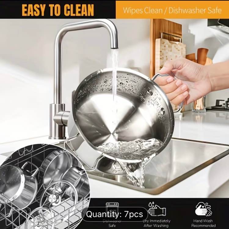 7pc 5 Layer Stainless Steel Pots Set - photo 2