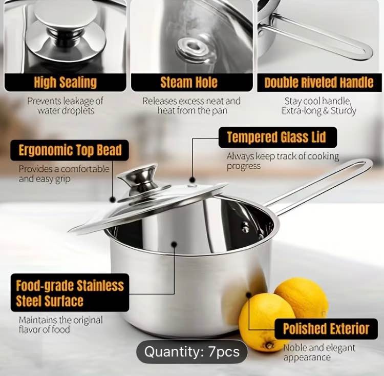 7pc 5 Layer Stainless Steel Pots Set - photo 3