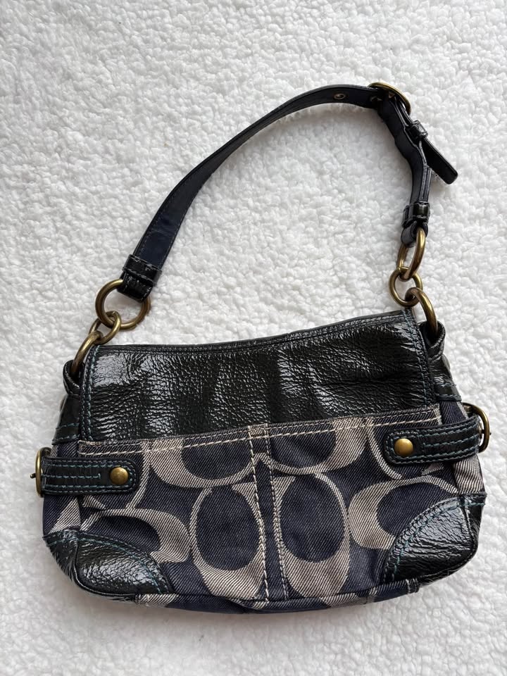 RARE Coach Vintage Viral Y2K Soho Leather and Denim Shoulder Bag - photo 3
