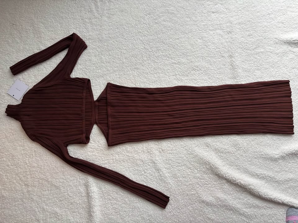 NWT Revolve l’Academie Brown Mock Neck Cutout Midi Dress (S) - photo 3