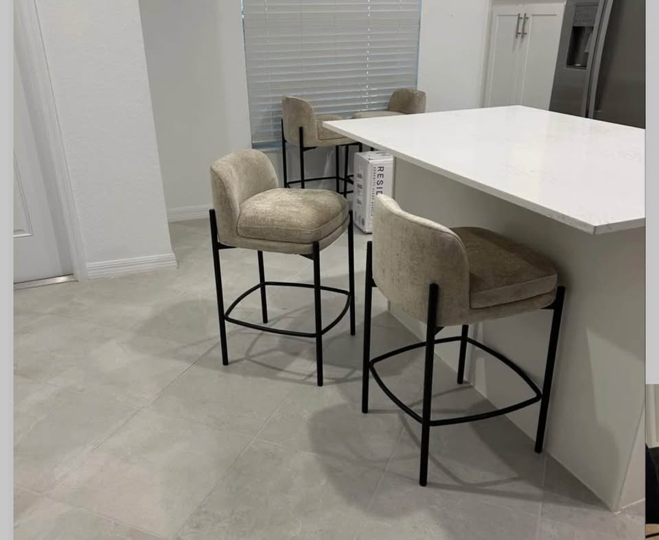 BRIXEN 26'' Beige Upholstered Counter Stool - NEW - Set of 2