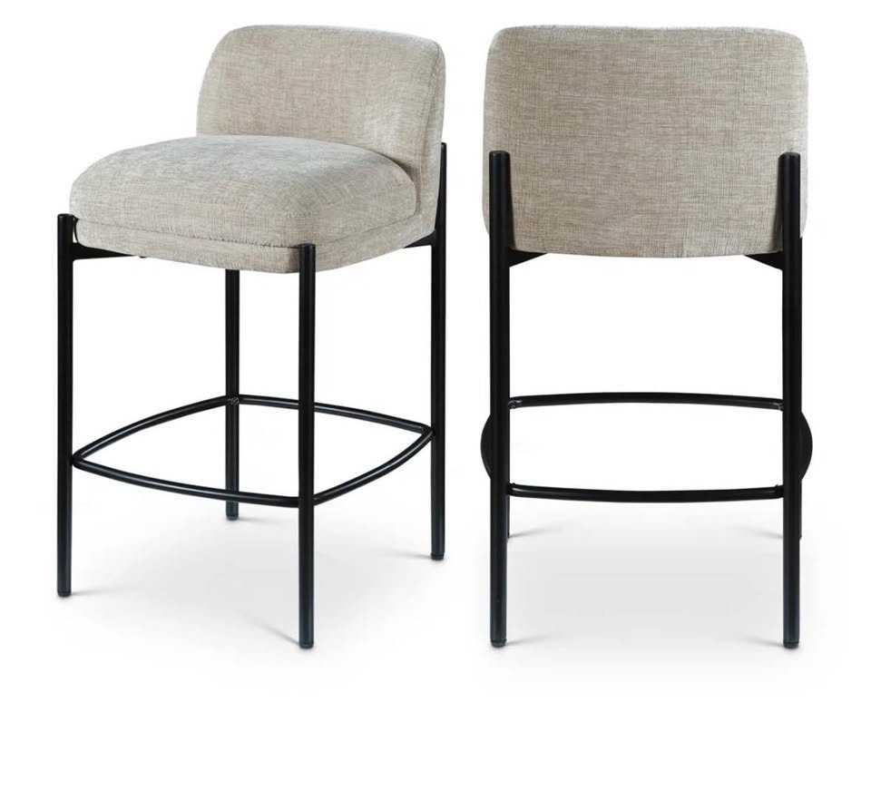 BRIXEN 26'' Beige Upholstered Counter Stool - NEW - Set of 2 - photo 2