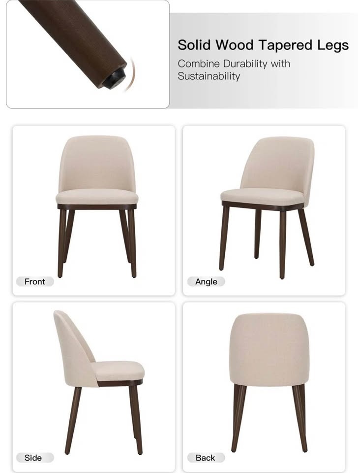 WF-3100 Beige Upholstered Solid Wood Dining Chairs - Set of 2 - photo 3