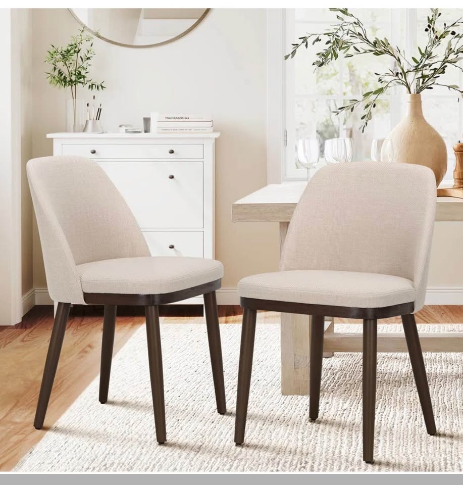 WF-3100 Beige Upholstered Solid Wood Dining Chairs - Set of 2 - photo 4