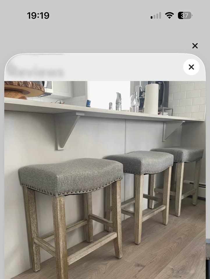 NEW! Ileana Upholstered Counter Stool Set (2) - White Beige