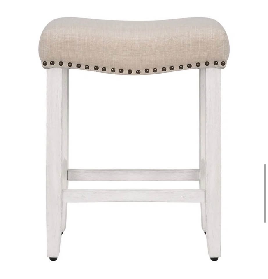 NEW! Ileana Upholstered Counter Stool Set (2) - White Beige - photo 4