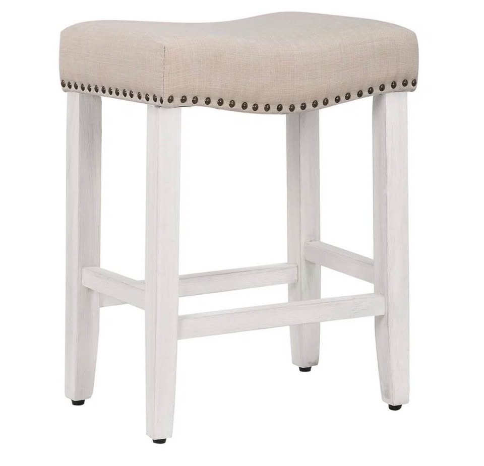NEW! Ileana Upholstered Counter Stool Set (2) - White Beige - photo 5