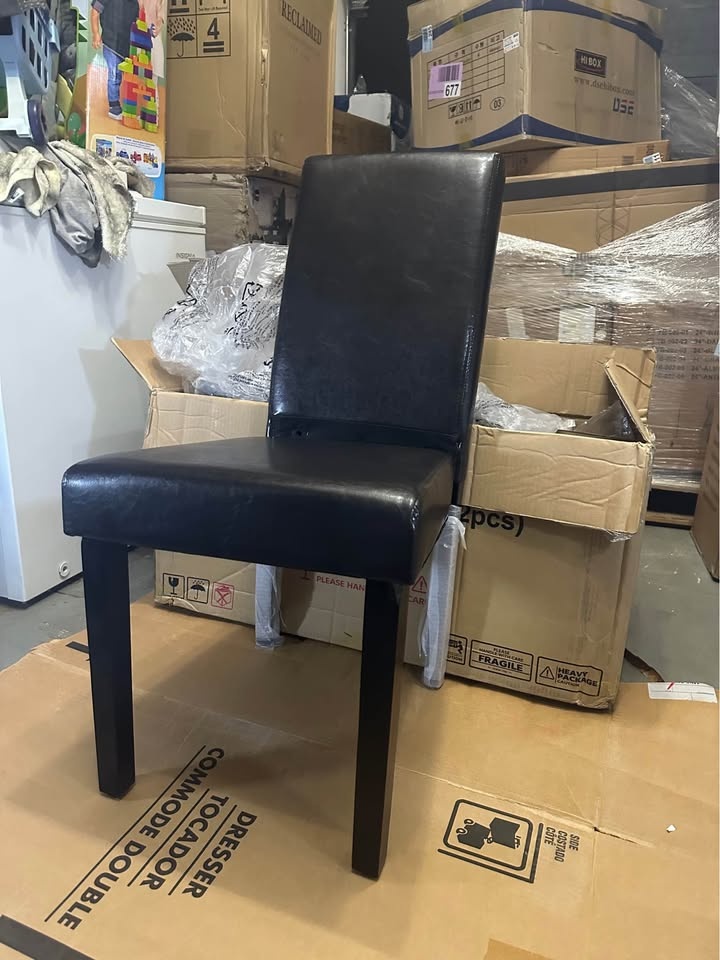 Yaheetech Faux Leather Dining Chairs (2-Pack) - Black, Rubberwoo - photo 3