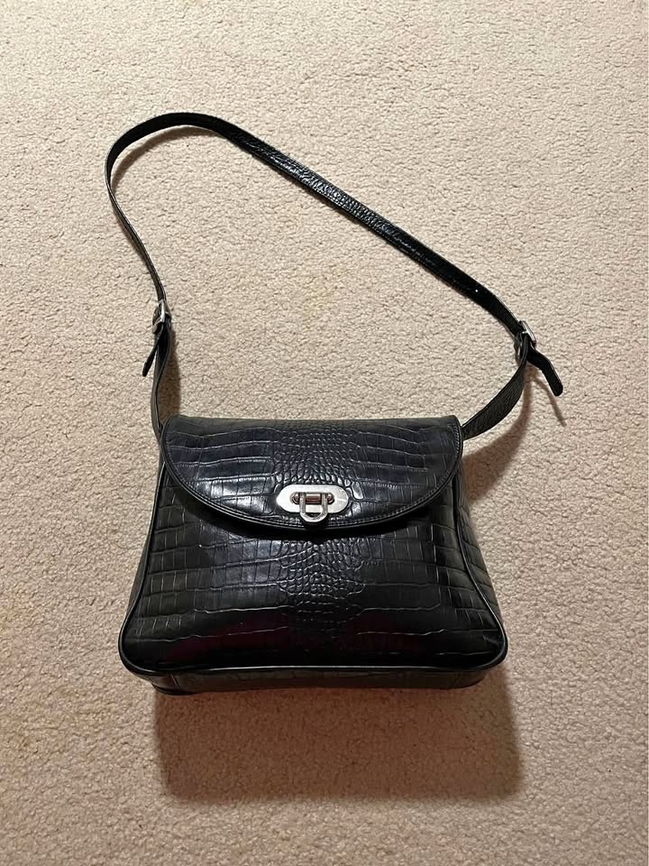 Genuine black leather handmade women’s purse