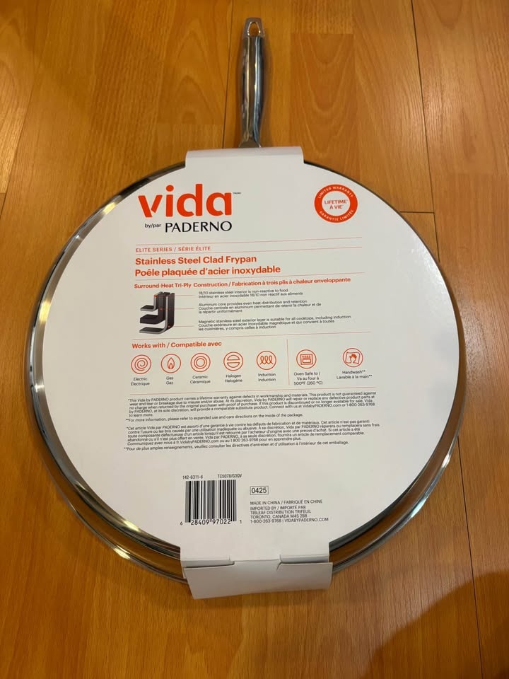 Brand new Vida by PADERNO Elite Series Stainless Steel Frypan 32 - photo 2