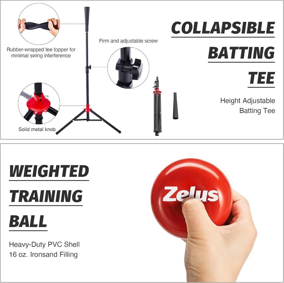 *NEW* ZELUS 7x7ft Portable Baseball Practice Net + Tee + Ball - photo 3