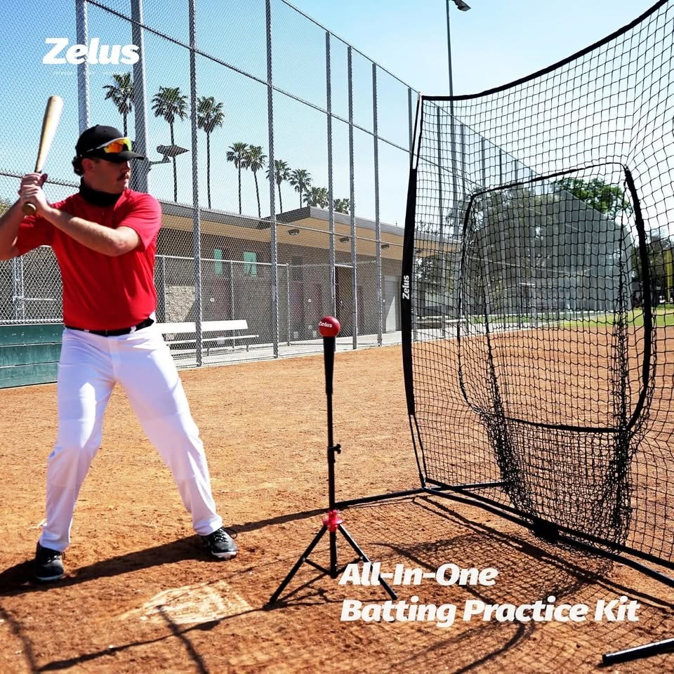 *NEW* ZELUS 7x7ft Portable Baseball Practice Net + Tee + Ball - photo 5