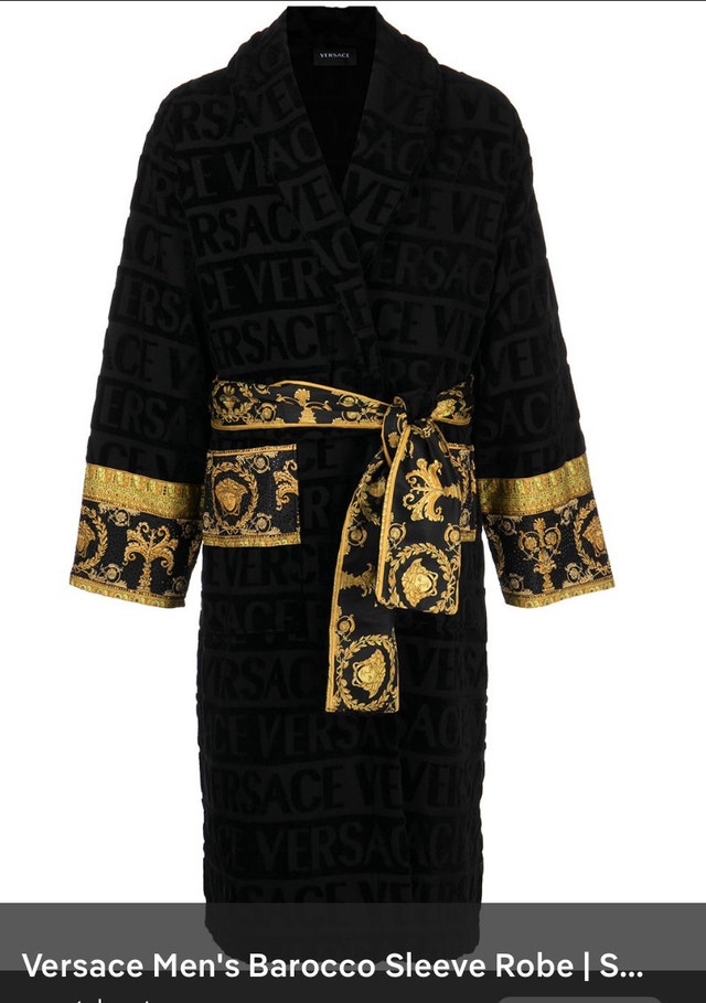 Versace Robe - Barocco Print Black & Gold