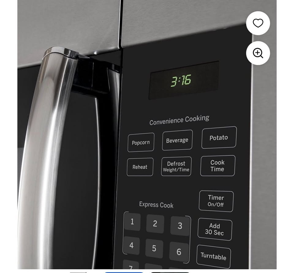 GE 30" 1.6 cu.ft. Stainless Steel OTR Microwave - New Open Box - photo 2