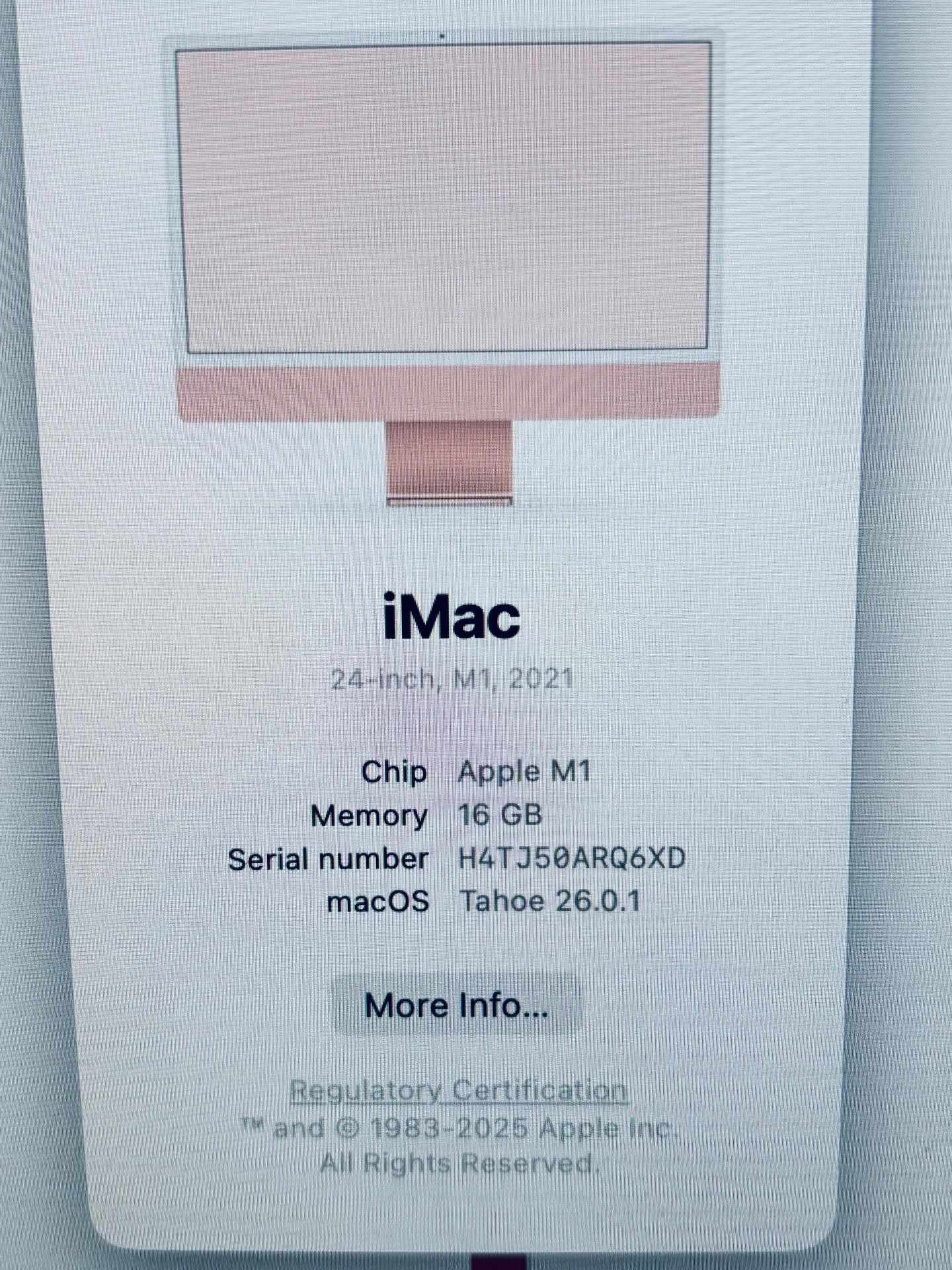 Apple iMac 2021 24” M1 16GB RAM 500GB Pink w/ Keyboard & Mouse - photo 2