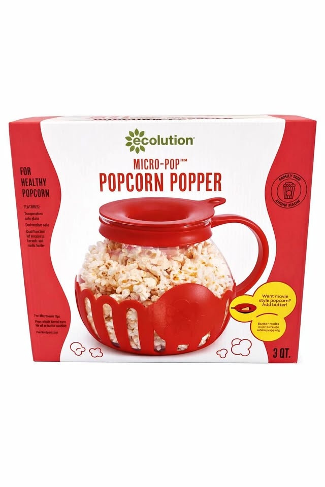 Micro-Pop Microwave Popcorn Popper 3 Quart Glass
