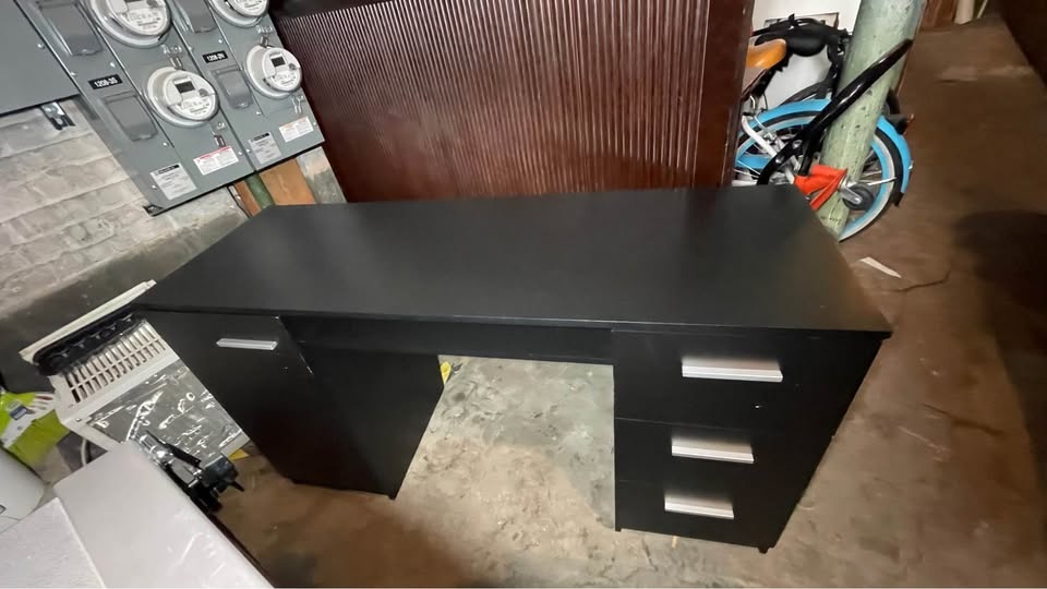 Madesa Executive Computer Desk - Black - 3 Drawers + Cabinet - photo 3
