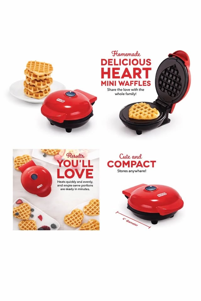 Dash Heart Mini Waffle Maker - photo 2