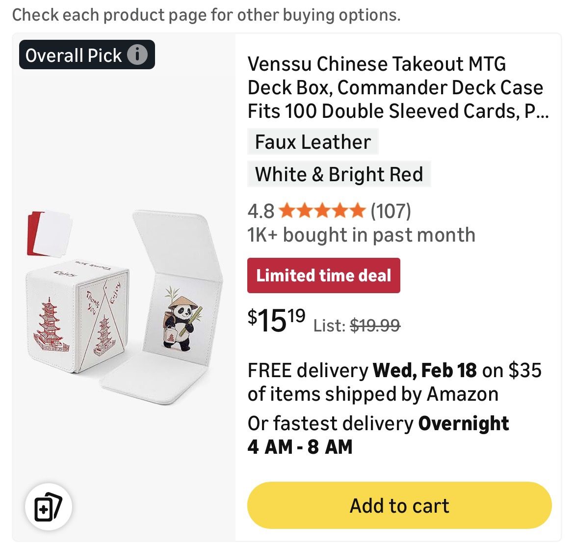 Takeout MTG Deck Box
