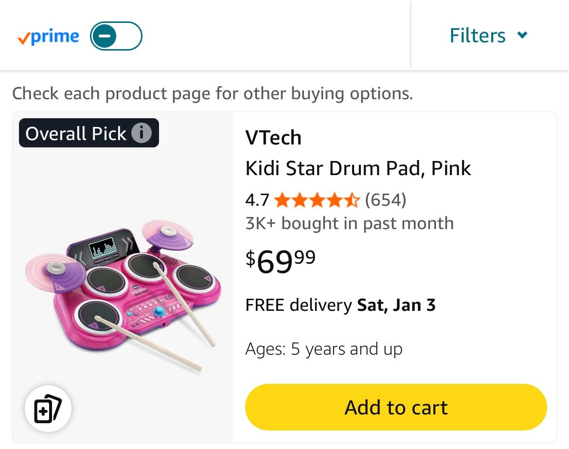 VTech Kidi Star Drum Pad, Pink