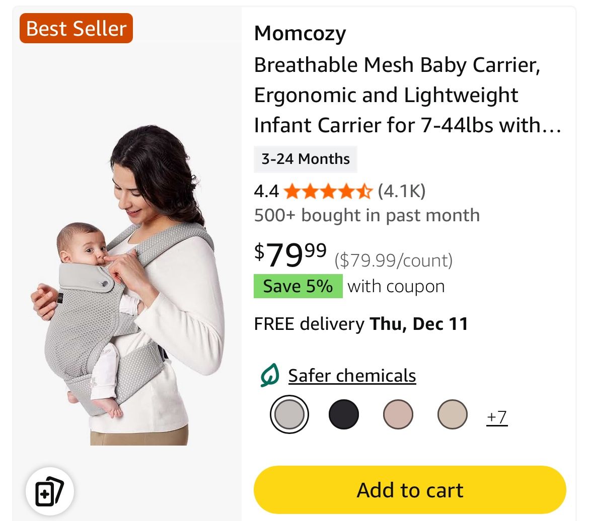Momcozy Breathable Mesh Baby Carrier - photo 4