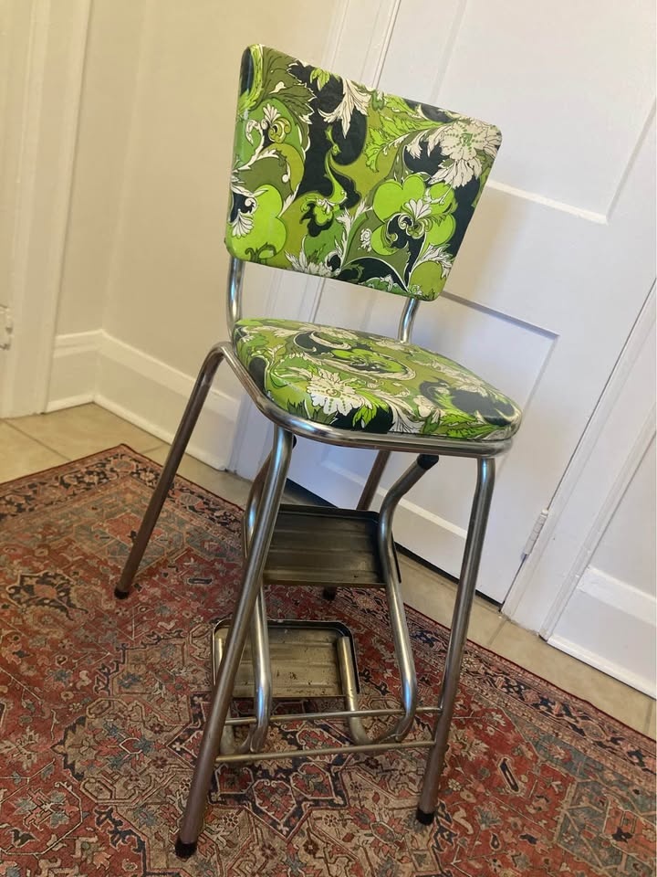 VINTAGE 1960s Chrome Kitchen Step Stool Chair - photo 2
