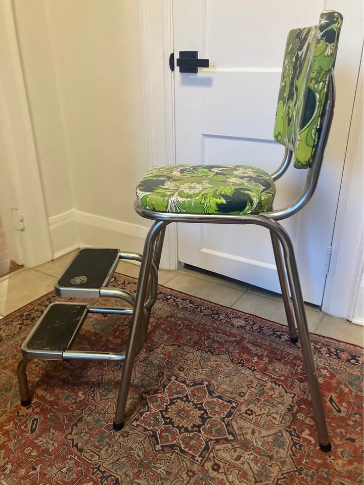 VINTAGE 1960s Chrome Kitchen Step Stool Chair - photo 3