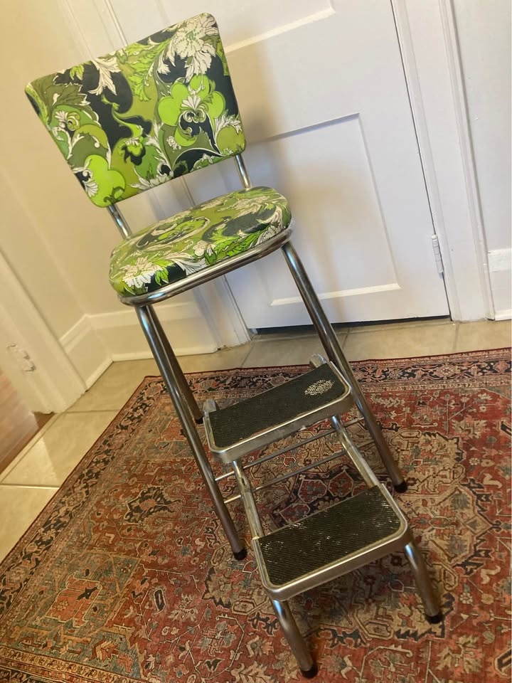 VINTAGE 1960s Chrome Kitchen Step Stool Chair - photo 4