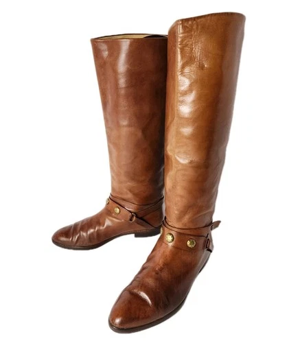 Joan & David Couture Leather Riding Boots 7.5 Cognac