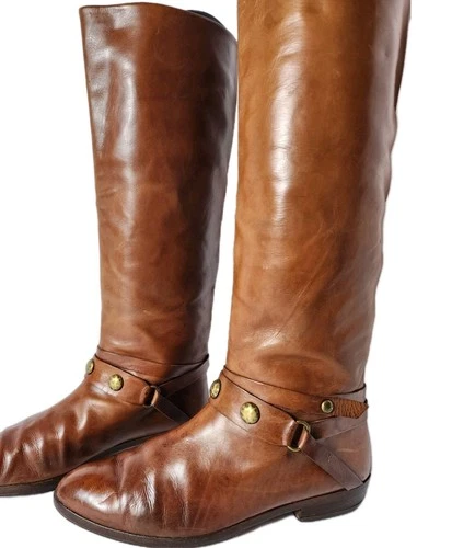 Joan & David Couture Leather Riding Boots 7.5 Cognac - photo 2