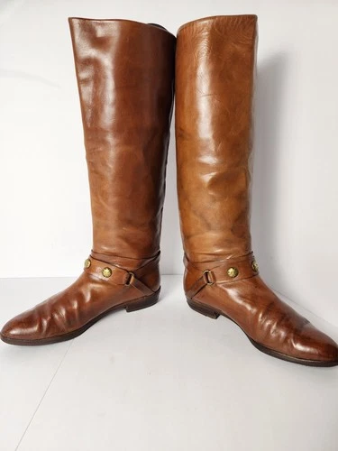 Joan & David Couture Leather Riding Boots 7.5 Cognac - photo 4