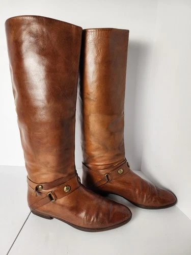 Joan & David Couture Leather Riding Boots 7.5 Cognac - photo 5
