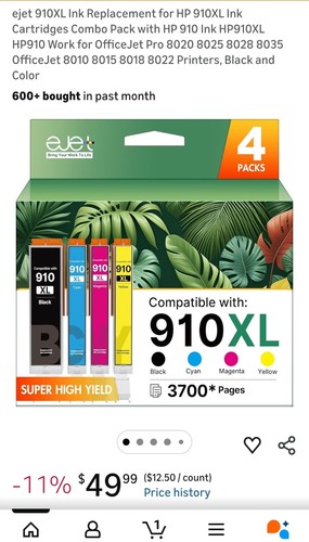 4 Pack 910XL Ink Combo for HP OfficeJet Pro 8010-8030 - photo 4