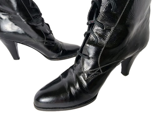 Vintage 80's Andrea Pfister Black Leather Lace-Up Boots Size 8 - photo 3