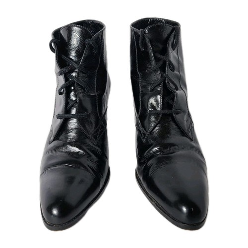 Vintage 80's Andrea Pfister Black Leather Lace-Up Boots Size 8 - photo 4