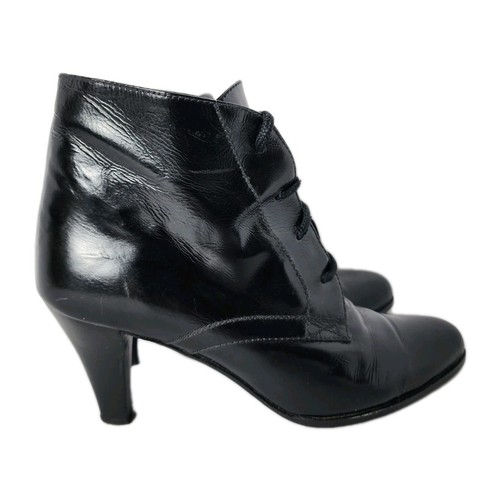 Vintage 80's Andrea Pfister Black Leather Lace-Up Boots Size 8 - photo 5
