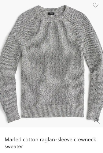 J. Crew Sweater Mens S/M Gray Cable-Knit Marled Cotton Raglan Cr