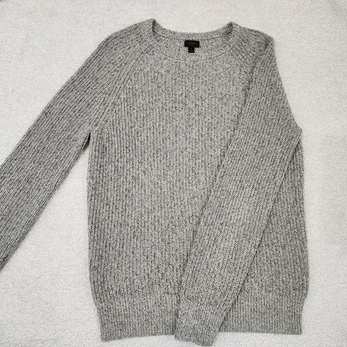 J. Crew Sweater Mens S/M Gray Cable-Knit Marled Cotton Raglan Cr - photo 3