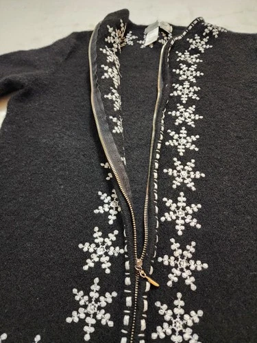Coldwater Creek Wool Snowflake Winter Zip Up Cardigan Sweater - - photo 5