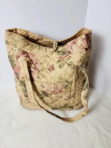 Vintage Floral Quilted Tote Bag | Cottagecore Shoulder Bag