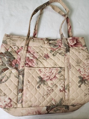 Vintage Floral Quilted Tote Bag | Cottagecore Shoulder Bag - photo 3