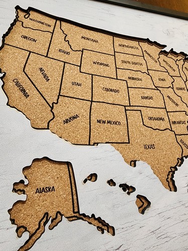 3D Laser-Cut Cork USA Travel Map - Framed Tracker - photo 4